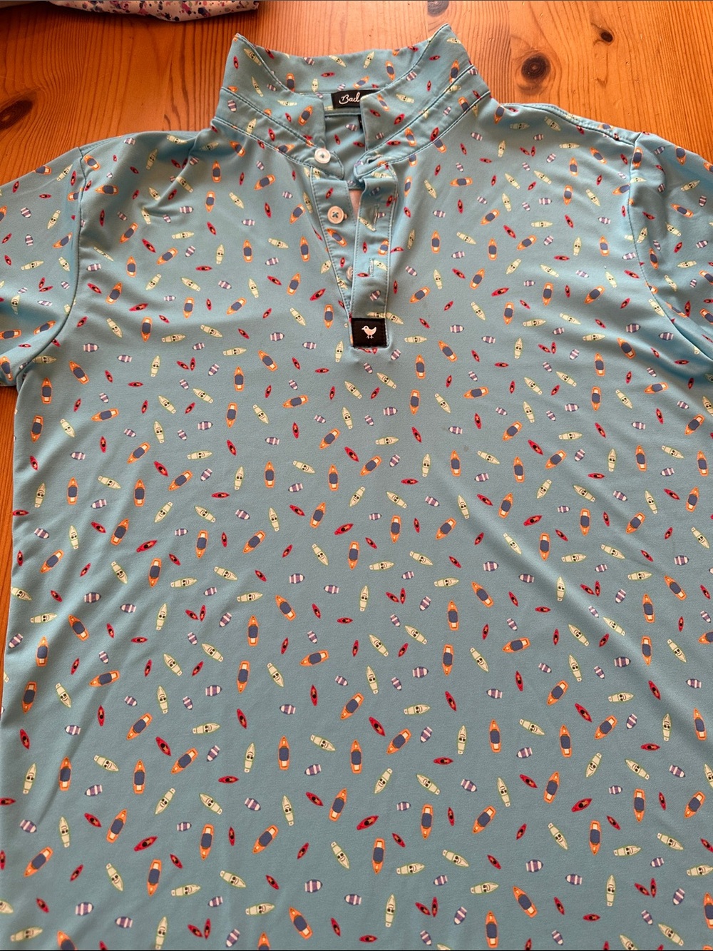 Bad Birdie youth XL polo Blue boat Print Polo